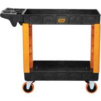 Chariot utilitaire robuste &agrave; 2 tablettes, 41" lo x 17" la x 34" h, Noir/Orange Moffatt Supply & Specialties