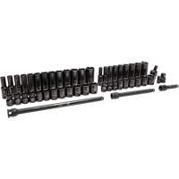 Jeu de douilles SAE/m&eacute;triques &agrave; 6 pans, 49 Mcx, Chocs, Prise de 3/8", Profond Moffatt Supply & Specialties