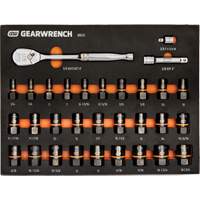 Jeu de douilles Bolt Biter avec cliquet 90 dents et plateau de rangement en mousse, 31 Mcx, Prise de 3/8" Moffatt Supply & Specialties