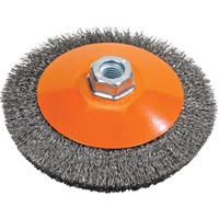 Saucer Cup Brush With Knot-Twisted Wires, 5" Dia., 0.02" Fill, 5/8"-11 Arbor, Steel Moffatt Supply & Specialties