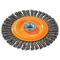 Brosse &agrave; fils nou&eacute;s pour cordons de soudure, Dia. 4", Fils 0,02", Arbre 5/8"-11, Acier Moffatt Supply & Specialties