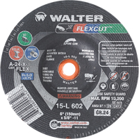 Meules &agrave; moyeu d&eacute;port&eacute; Flexcut, 6", 24 Grain, Oxyde d'aluminium, 5/8"-11, 10 200 Tr/min, Type 29 Moffatt Supply & Specialties