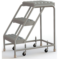 Rolling Ladder, 3 Steps, 16" Step Width, 30" Platform Height, Aluminum Moffatt Supply & Specialties