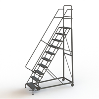 Heavy Duty Rolling Ladder, 10 Steps, 24" Step Width, 100" Platform Height, Steel Moffatt Supply & Specialties
