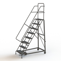 Heavy Duty Rolling Ladder, 8 Steps, 24" Step Width, 80" Platform Height, Steel Moffatt Supply & Specialties