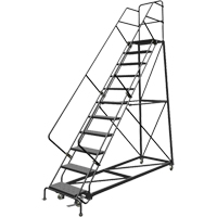 Safety Slope Rolling Ladder, 11 Steps, Perforated, 50° Incline, 110" High Moffatt Supply & Specialties
