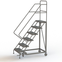 Safety Slope Rolling Ladder, 6 Steps, Serrated, 50° Incline, 60" High Moffatt Supply & Specialties