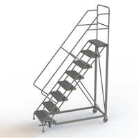 Safety Slope Rolling Ladder, 8 Steps, Serrated, 50° Incline, 80" High Moffatt Supply & Specialties