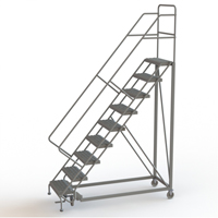 Safety Slope Rolling Ladder, 9 Steps, Serrated, 50° Incline, 90" High Moffatt Supply & Specialties