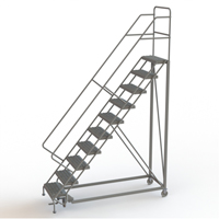 Safety Slope Rolling Ladder, 10 Steps, Serrated, 50° Incline, 100" High Moffatt Supply & Specialties