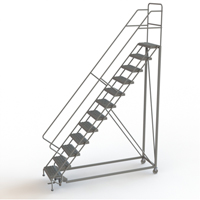 Safety Slope Rolling Ladder, 12 Steps, Serrated, 50° Incline, 120" High Moffatt Supply & Specialties