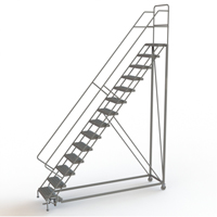 Safety Slope Rolling Ladder, 14 Steps, Serrated, 50° Incline, 140" High Moffatt Supply & Specialties