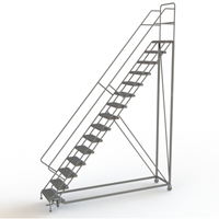Safety Slope Rolling Ladder, 15 Steps, Serrated, 50° Incline, 150" High Moffatt Supply & Specialties