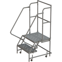 Escabeaux roulants &agrave; dessus profond, 2 marches, Largeur de la marche 16", Hauteur de la plateforme 20", Acier Moffatt Supply & Specialties