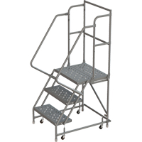 Escabeaux roulants &agrave; dessus profond, 3 marches, Largeur de la marche 16", Hauteur de la plateforme 30", Acier Moffatt Supply & Specialties