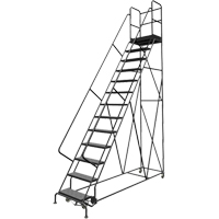 Escabeaux roulants &agrave; dessus profond, 13 marches, Largeur de la marche 24", Hauteur de la plateforme 130", Acier Moffatt Supply & Specialties