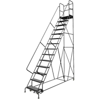 Escabeaux roulants &agrave; dessus profond, 14 marches, Largeur de la marche 24", Hauteur de la plateforme 140", Acier Moffatt Supply & Specialties