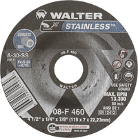 Meules &agrave; moyeu d&eacute;port&eacute; en acier inoxydable, 4-1/2" x 1/4", Arbre 7/8", Type 27 Moffatt Supply & Specialties