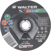 Meules &agrave; moyeu d&eacute;port&eacute; Flexcut, 7", 24 Grain, Oxyde d'aluminium, 7/8", 8600 Tr/min, Type 29 Moffatt Supply & Specialties
