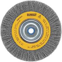 Crimped Bench Wire Brush, 6" Dia., 0.014" Fill, 5/8" - 1/2" Arbor Moffatt Supply & Specialties