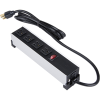 Indoor Brushed Aluminum Power Bar, 4 Outlet(s), 6' Moffatt Supply & Specialties