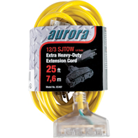 Vinyl Extension Cord with Light Indicator, Outdoor, SJTOW, 12/3 AWG, 15 A, 3 Outlet(s), 25' Moffatt Supply & Specialties