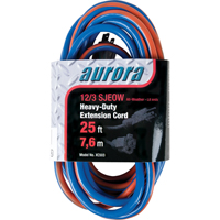 TPE-Rubber Extension Cord With Light Indicator, All-Weather, SJEOW, 12/3 AWG, 15 A, 25' Moffatt Supply & Specialties