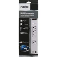 USB Charging Surge Protectors, 4 Outlets, 1200 J, 1875 W, 4' Cord Moffatt Supply & Specialties