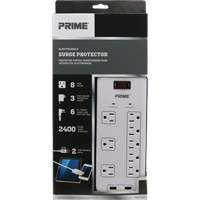 USB Charging Surge Protectors, 8 Outlets, 2400 J, 1875 W, 6' Cord Moffatt Supply & Specialties