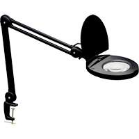 Lampe loupe ajustable, Dioptrie 5, Ampoule DEL, Bras de 47", Pinces serre-joints, Noir Moffatt Supply & Specialties