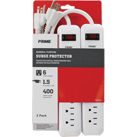Surge Protector 2-Pack, 6 Outlets, 400 J, 1875 W, 1.5' Cord XJ247 | Moffatt Supply & Specialties