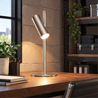 Metal Table Lamp with FR Acrylic Diffuser, 6 W, LED, 19-3/4" Neck, Satin Chrome Moffatt Supply & Specialties